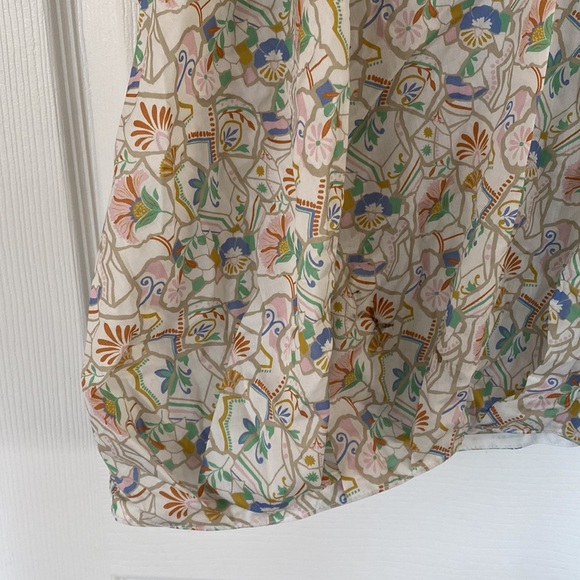 Tish Cox Aubrey White Multicolor Printed Short Sleeve Cotton Blouse Top Size S - Picture 4 of 5